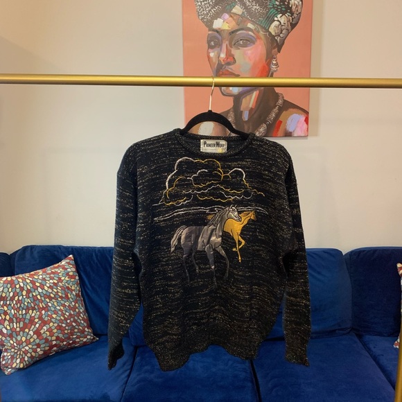 Vintage Pioneer Wear Pony Sweater - Size Large - Picture 4 of 13
